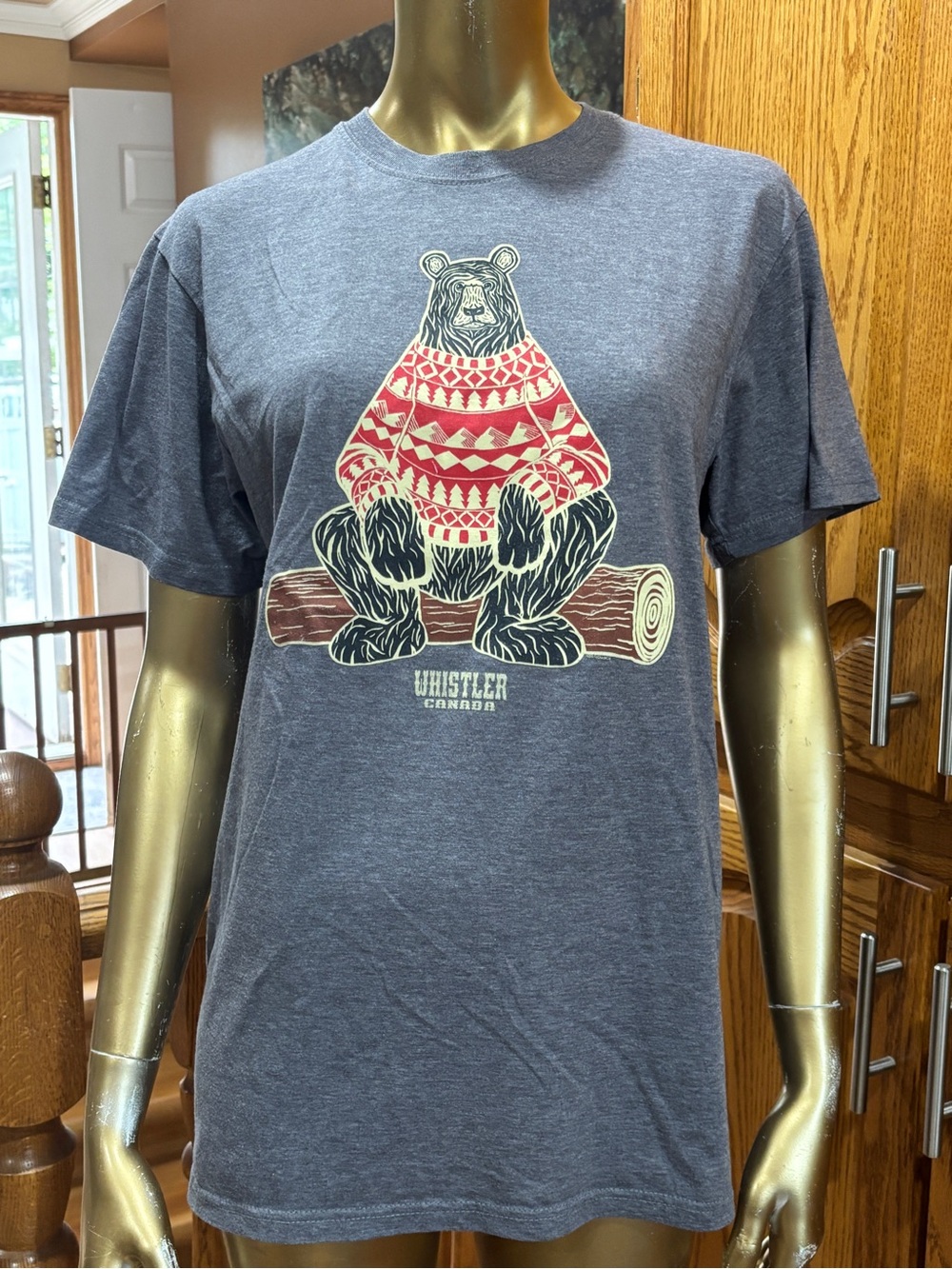 Men's Heather Gray Bear Graphic Tee - Gray with Red Accent